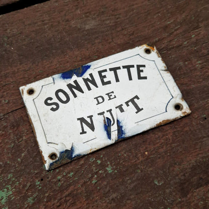 Plaque émaillée « Sonnette de nuit »