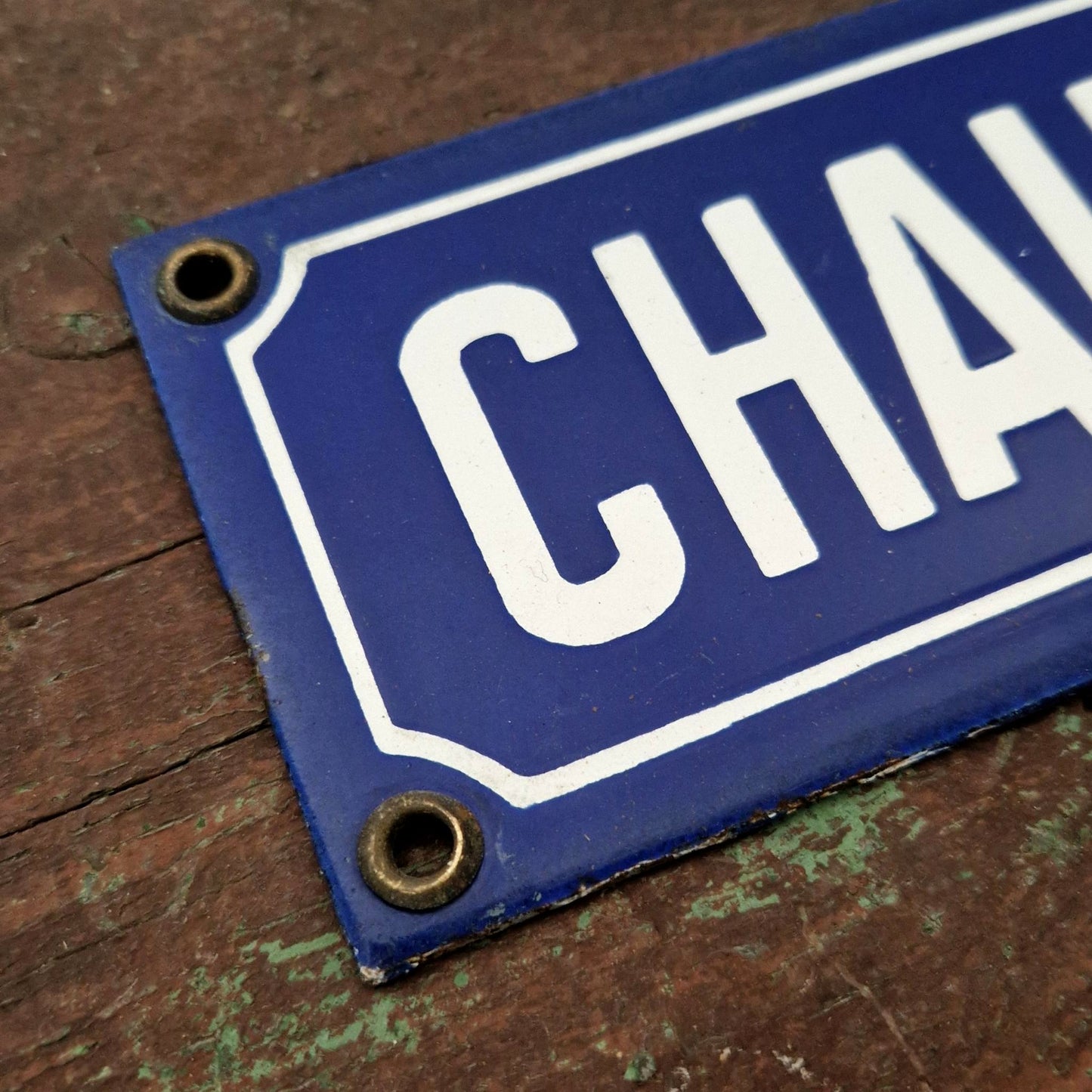 Ancienne plaque émaillée bleue « Chauffage »