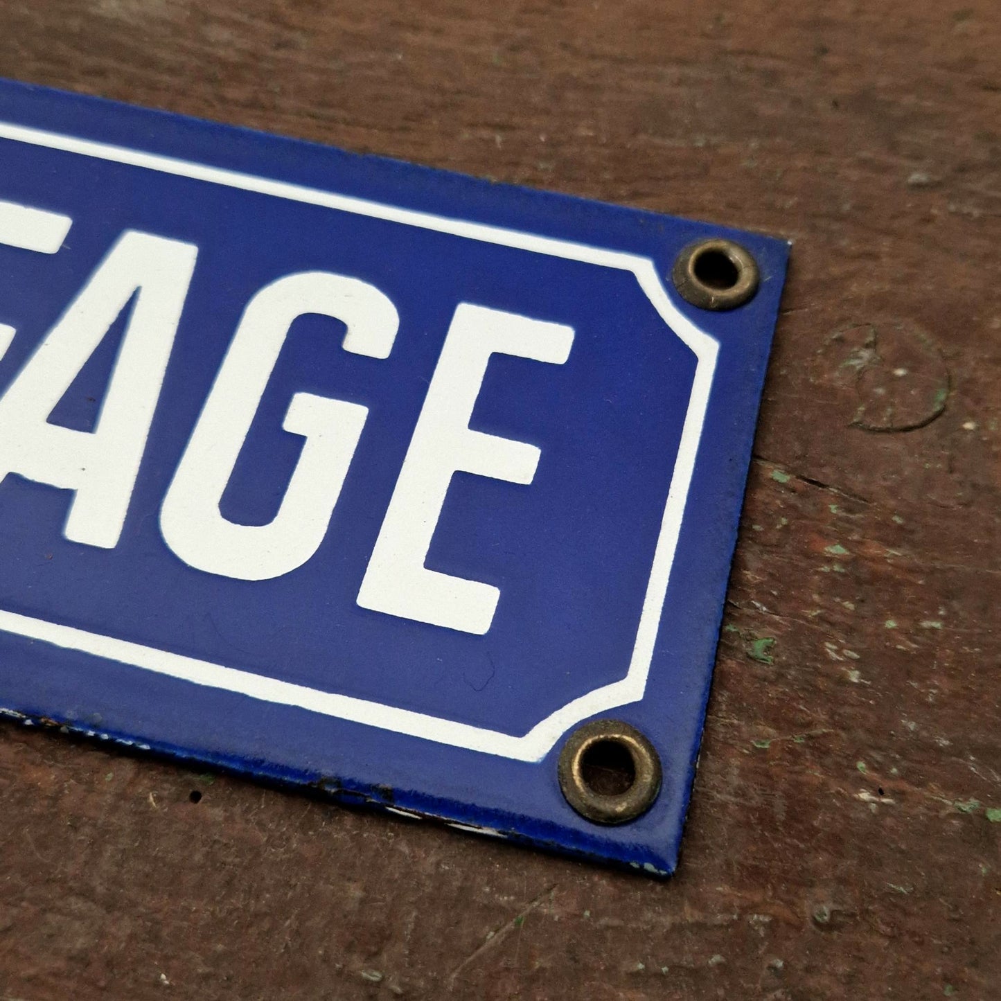 Ancienne plaque émaillée bleue « Chauffage »