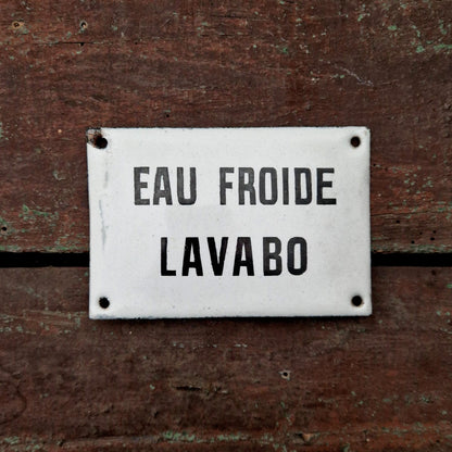 Plaque émaillée « Eau Froide - Lavabo »