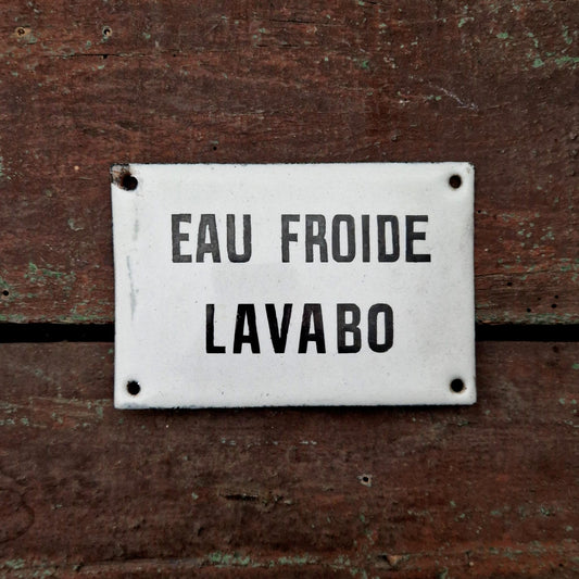 Plaque émaillée « Eau Froide - Lavabo »
