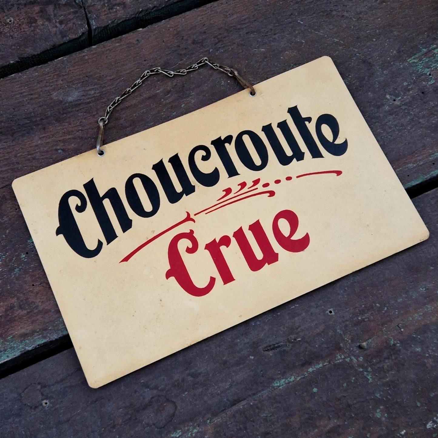 Ancienne pancarte de charcuterie, « Choucroute Crue »
