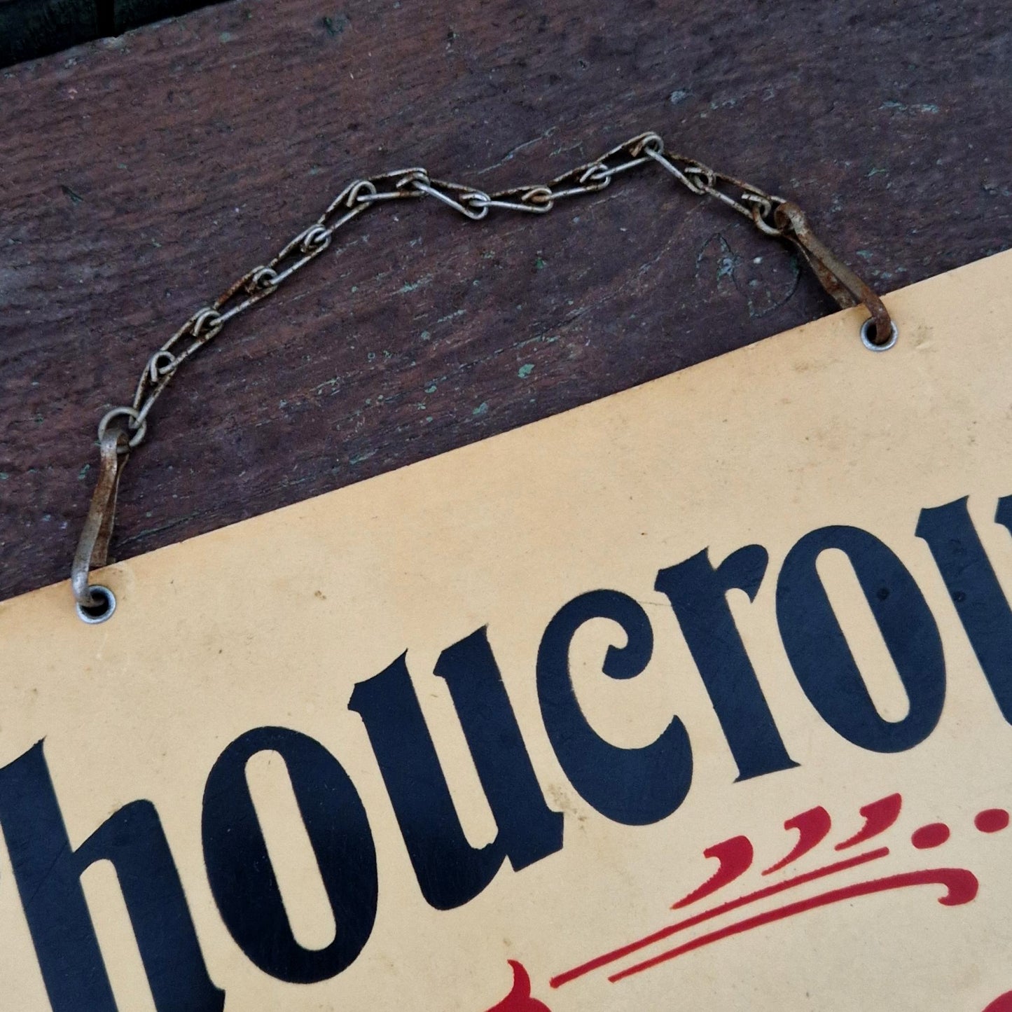 Ancienne pancarte de charcuterie, « Choucroute Crue »