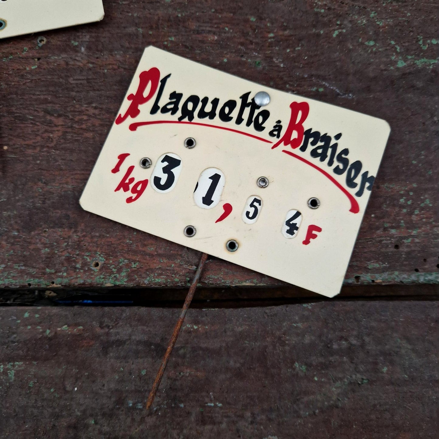 Ancienne Étiquette de prix de boucherie