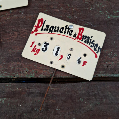 Ancienne Étiquette de prix de boucherie