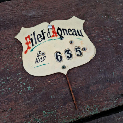 Étiquette de boucherie ancienne « Filet d'Agneau »