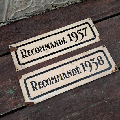 Plaque de récompense « Recommandé 1937, 1938 »