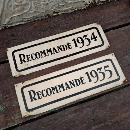 Plaque de récompense « Recommandé 1934, 1935 »