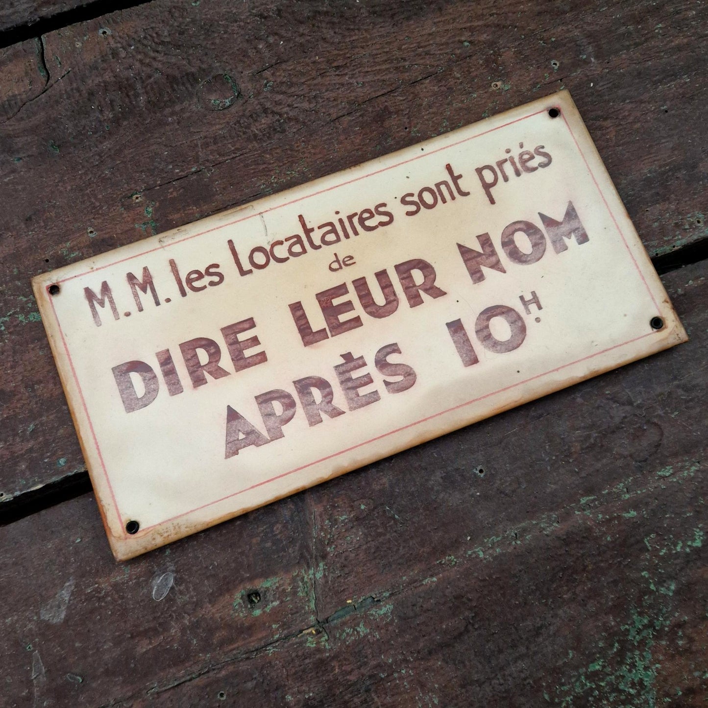 Sign: "Tenants are requested to state their name after 10 AM"