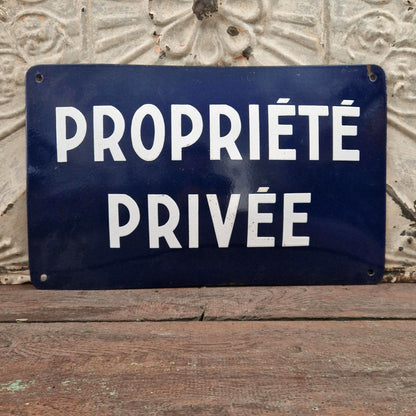 Grande plaque émaillée ancienne « Propriété Privée »