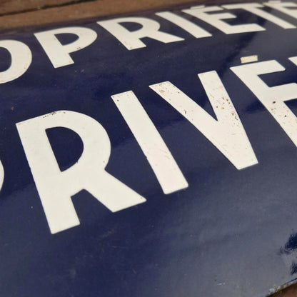 Grande plaque émaillée ancienne « Propriété Privée »