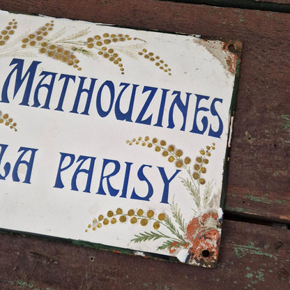 Enamelled sign "Les Mathouzines - Villa Parisy"