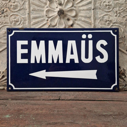 Ancienne plaque émaillée « EMMAÜS »
