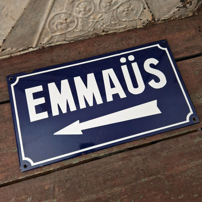 Ancienne plaque émaillée « EMMAÜS »
