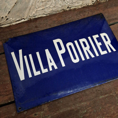 Grande plaque émaillée ancienne « Villa Poirier »