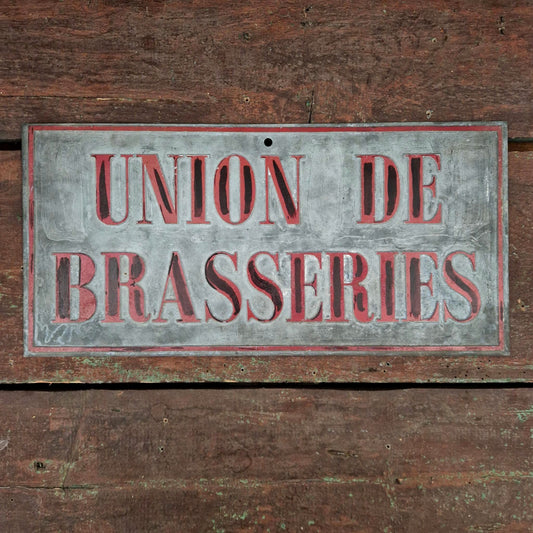 Old zinc sign "Union de Brasseries"