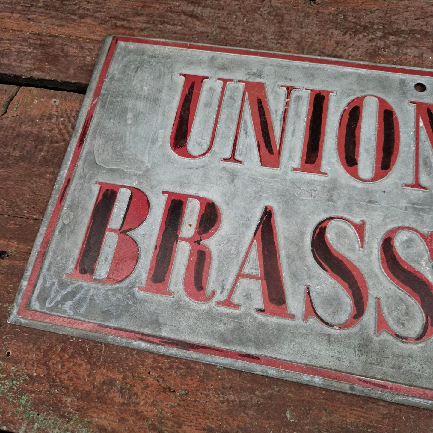 Old zinc sign "Union de Brasseries"