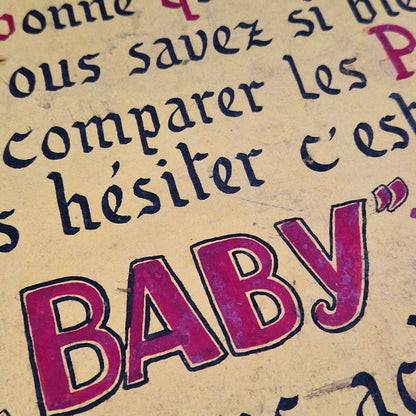 Panneau publicitaire peint à la main « Vélo BABY  »