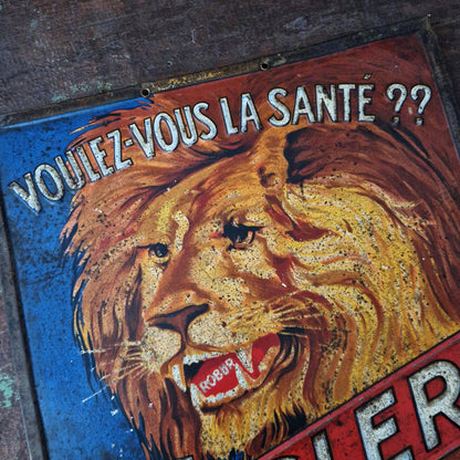 Rare Tôle lithographiée publicitaire « Bisleri Fortifiant »