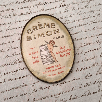 Miroir de poche publicitaire « Crème Simon Paris » - Circa 1920