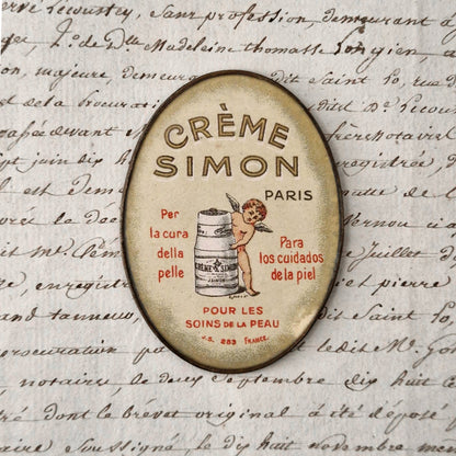 Miroir de poche publicitaire « Crème Simon Paris » - Circa 1920