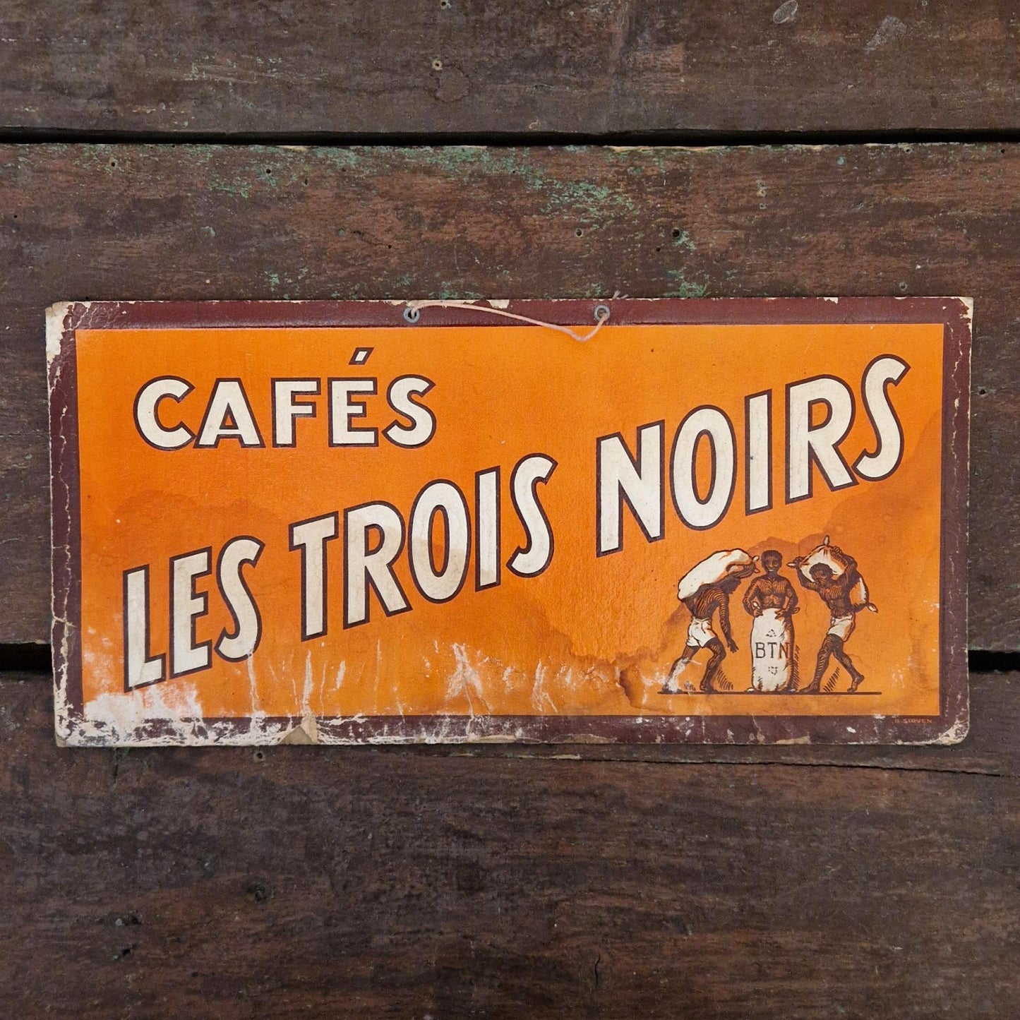 Carton publicitaire ancien « Cafés Les Trois Noirs »