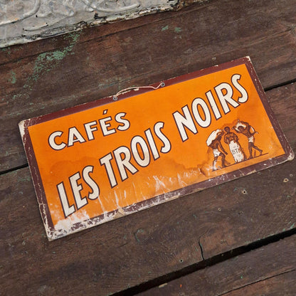 Carton publicitaire ancien « Cafés Les Trois Noirs »