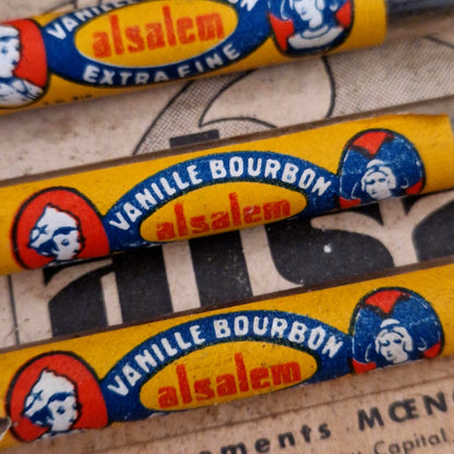 Ancien Présentoir Alsa « Vanille Bourbon » avec gousses de vanille