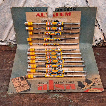 Ancien Présentoir Alsa « Vanille Bourbon » avec gousses de vanille