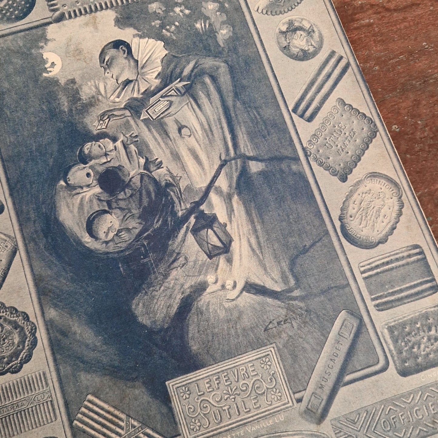 Carton pub ancien LU « Pierrot aux biscuits » - Lefèvre-Utile Nantes