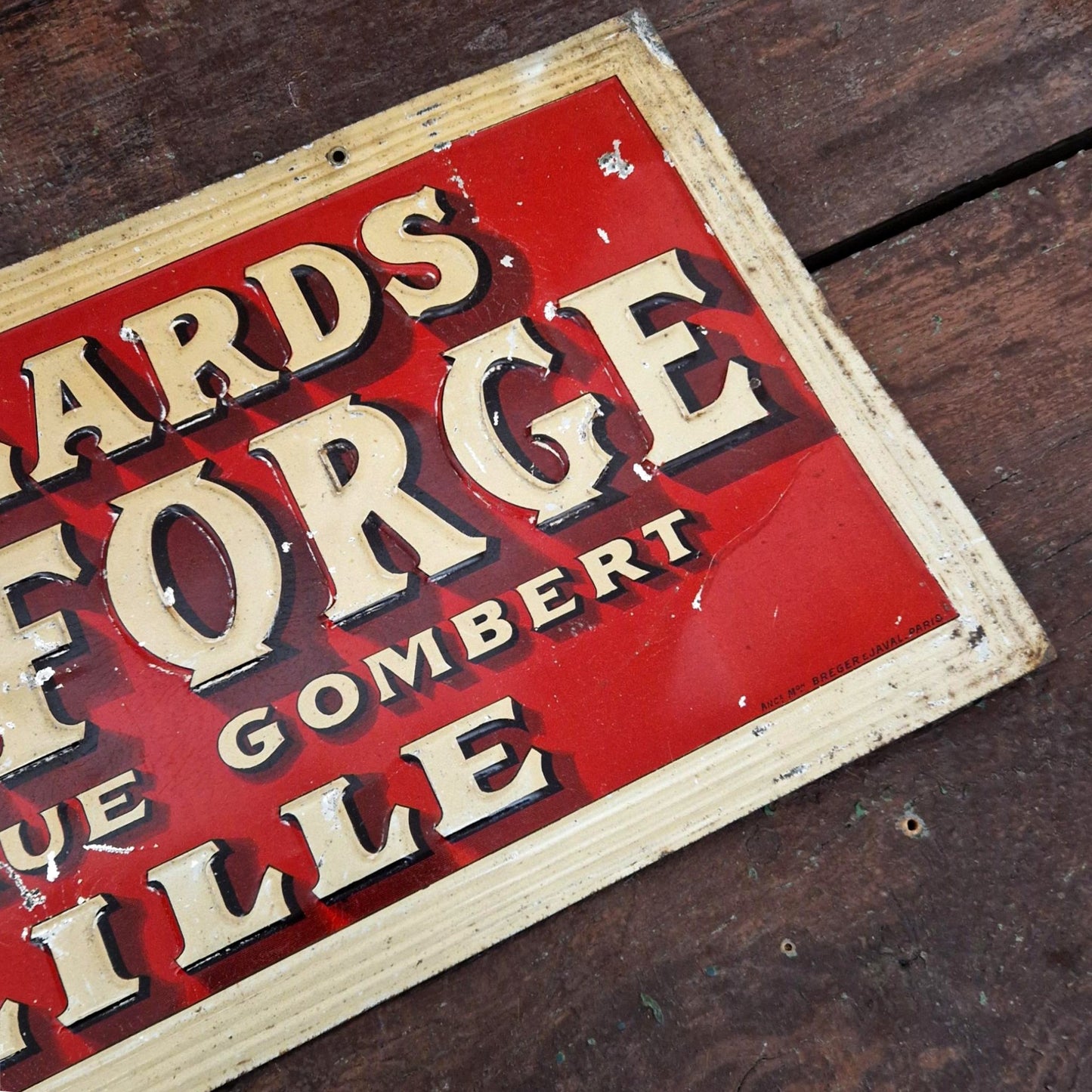Tôle publicitaire ancienne « Billards Delforge - Lille »