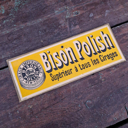 Ancien carton publicitaire « Bison Polish » - Cirage New York