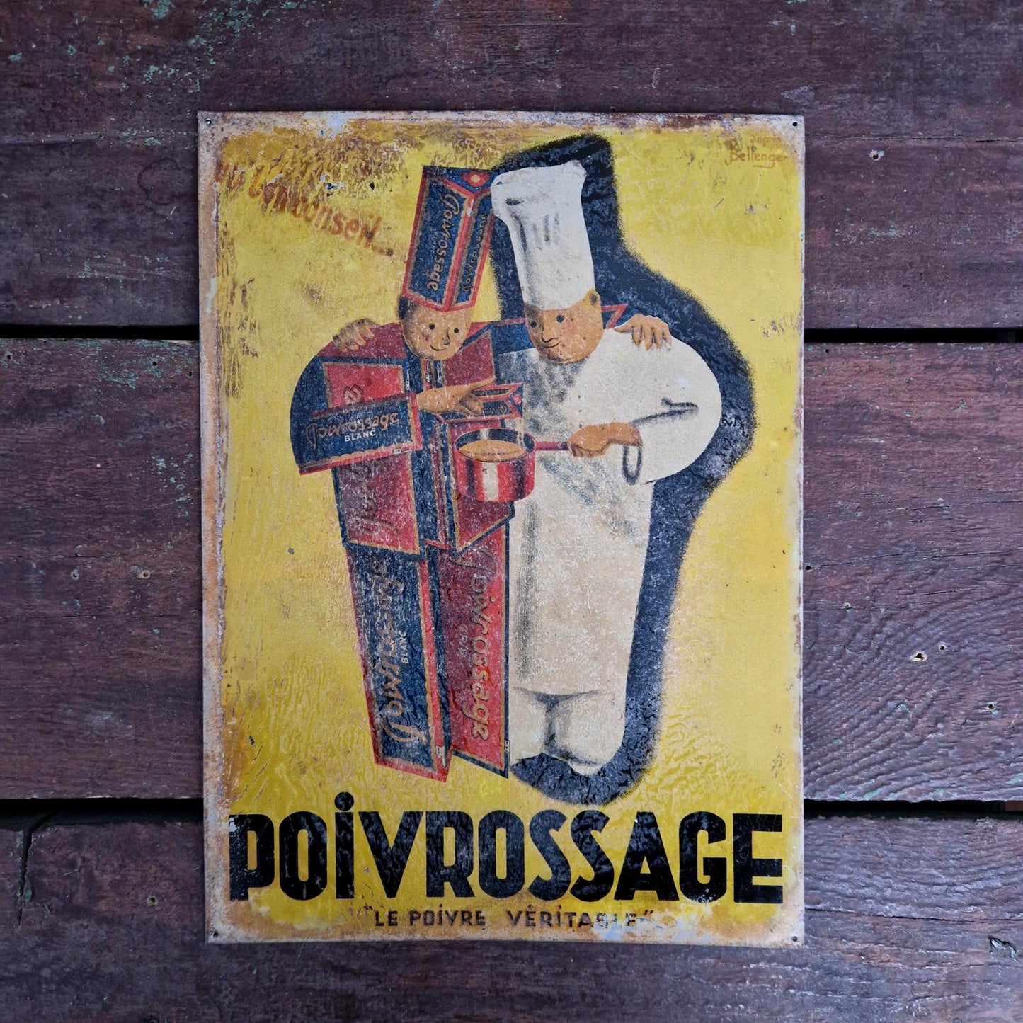 Tôle lithographiée publicitaire « Poivrossage - Le Poivre Véritable »