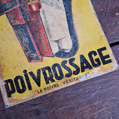 Tôle lithographiée publicitaire « Poivrossage - Le Poivre Véritable »