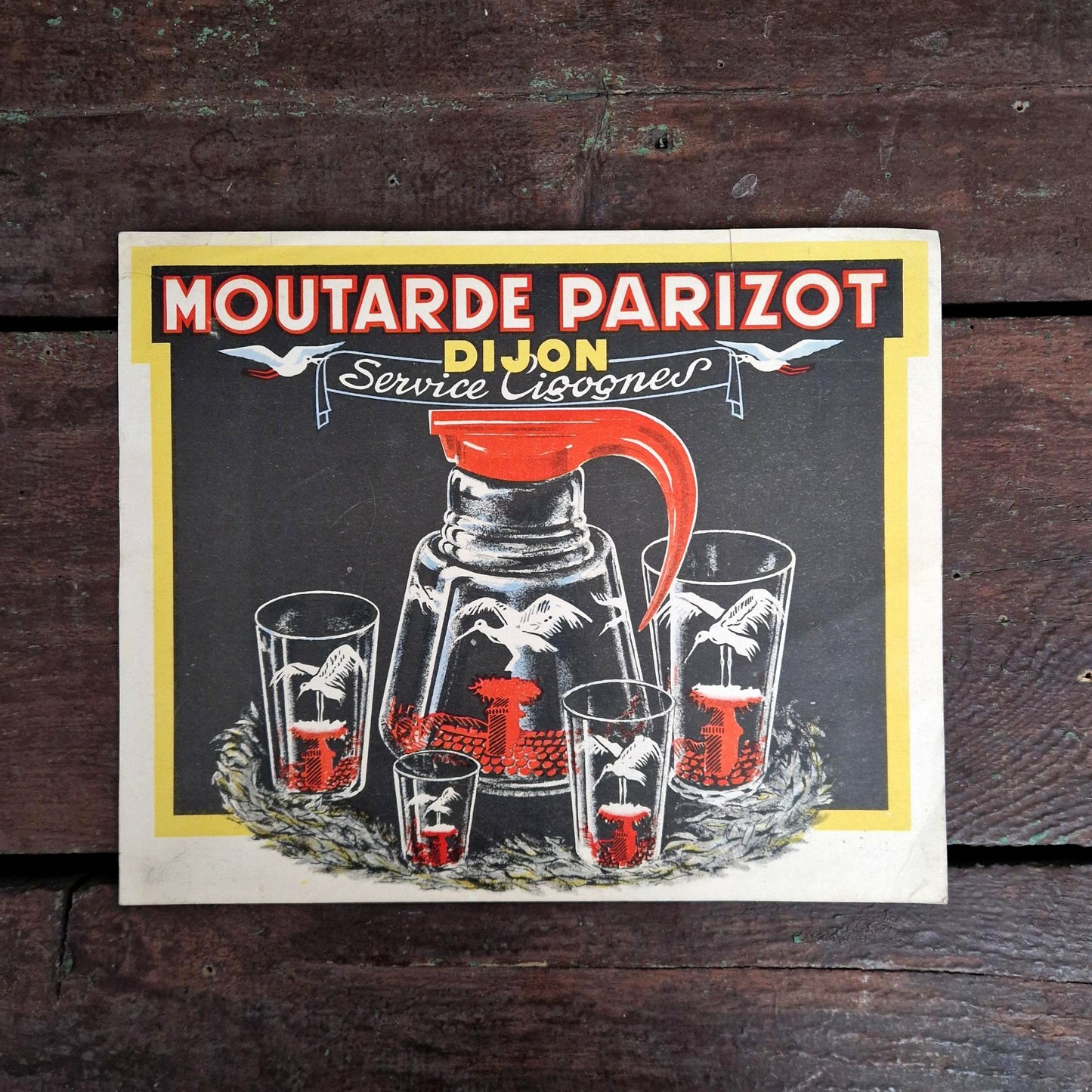 Ancienne publicité « Moutarde Parizot Dijon - Service Cigognes »