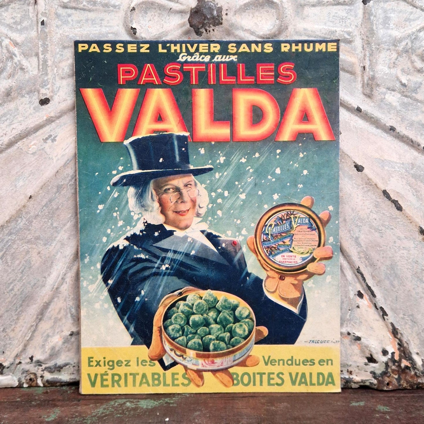 Rare carton publicitaire ancien « Pastilles Valda »