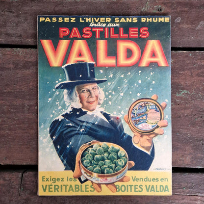 Rare carton publicitaire ancien « Pastilles Valda »