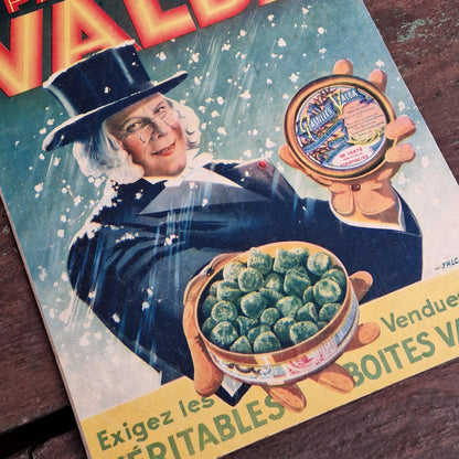 Rare carton publicitaire ancien « Pastilles Valda »
