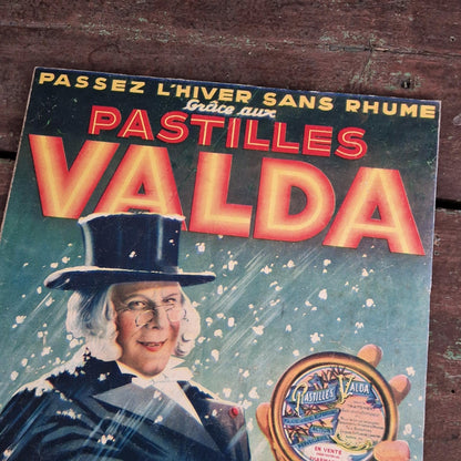 Rare carton publicitaire ancien « Pastilles Valda »
