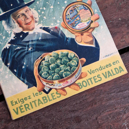 Rare carton publicitaire ancien « Pastilles Valda »