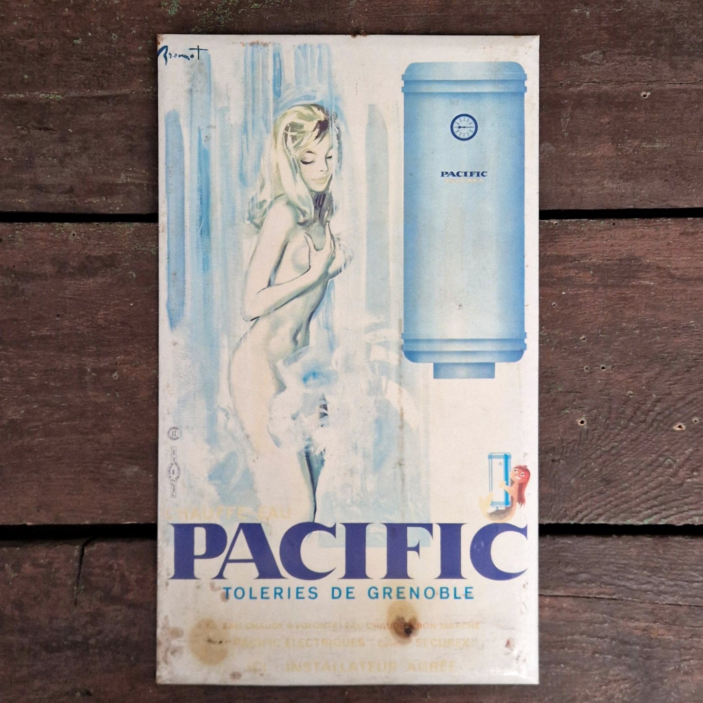 Glacoïde publicitaire ancien « Chauffe-eau Pacific »