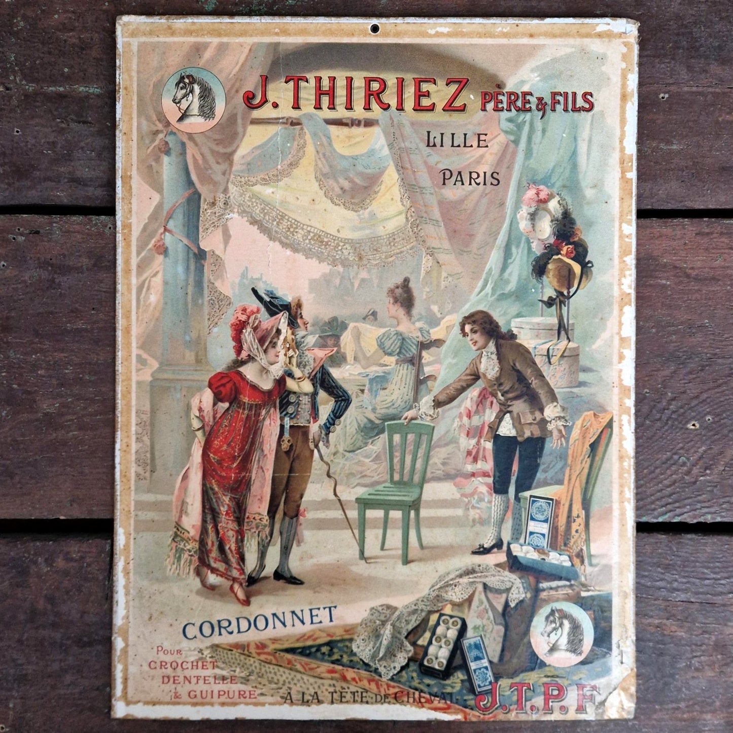 Carton pub « J. Thiriez - Cordonnet à la Tête de Cheval »