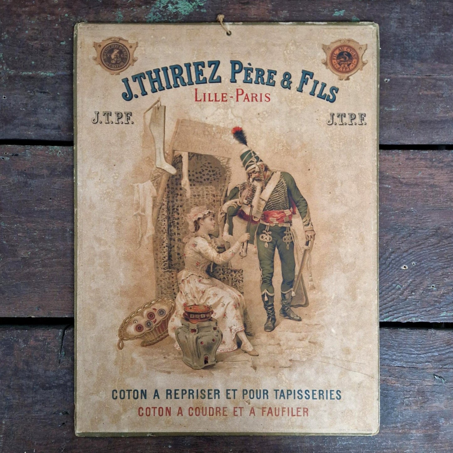 Carton publicitaire ancien « J. Thiriez Père & Fils » - Lille / Paris