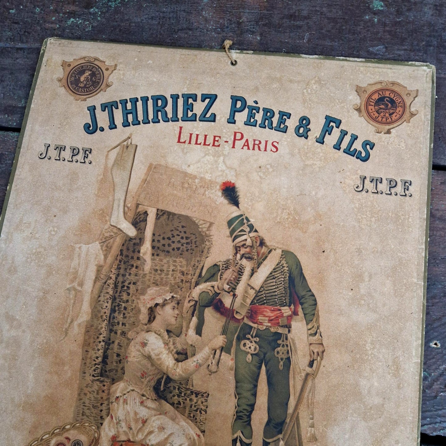 Carton publicitaire ancien « J. Thiriez Père & Fils » - Lille / Paris