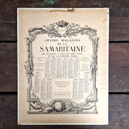 Calendrier publicitaire « La Samaritaine, Paris - 1914 »