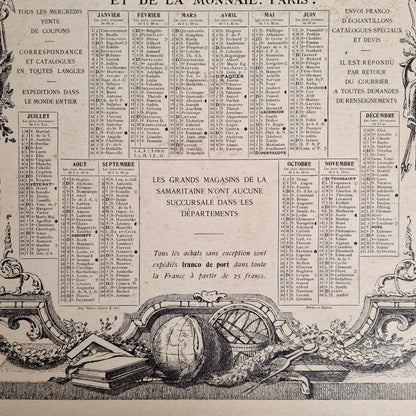 Calendrier publicitaire « La Samaritaine, Paris - 1914 »