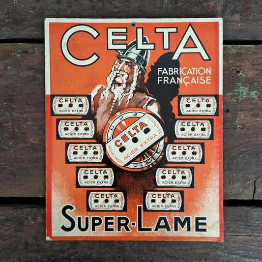Carton publicitaire / présentoir de lames de rasoir « Celta »