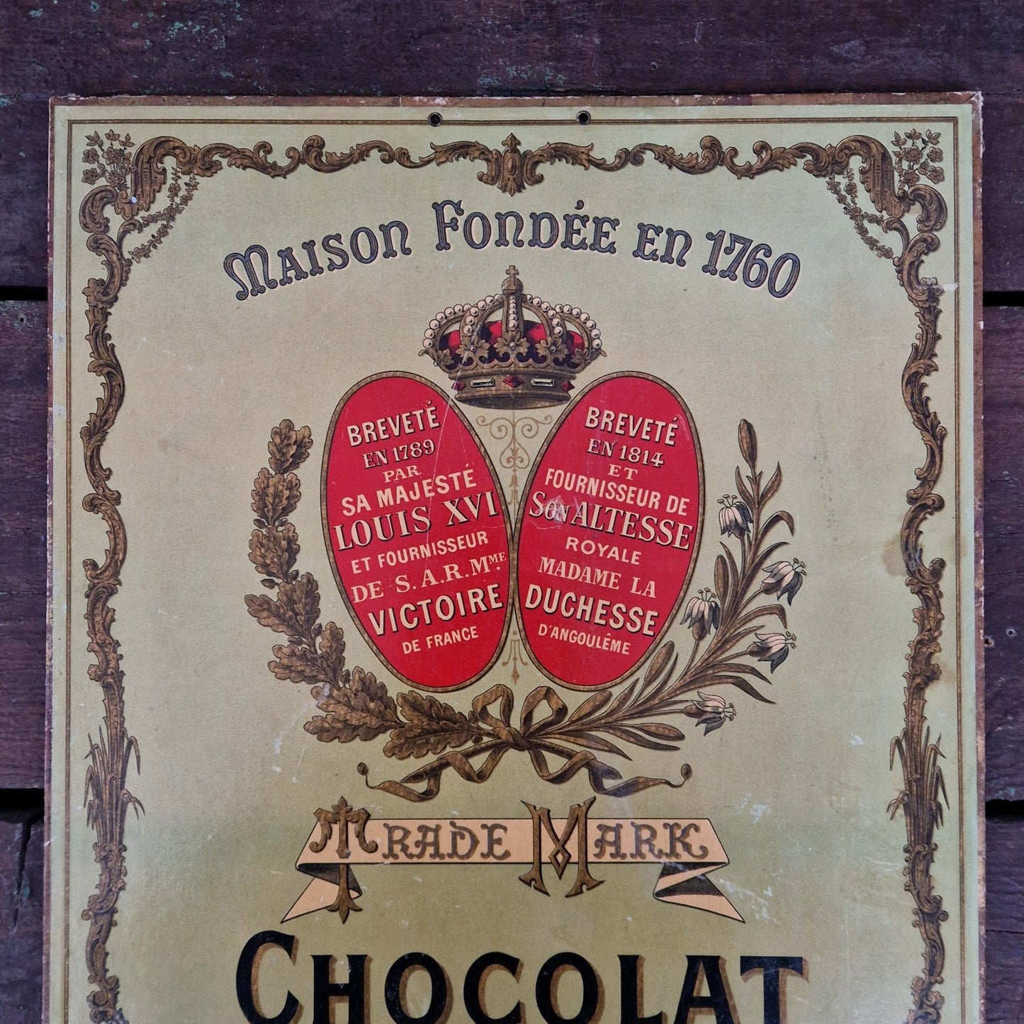 Rare carton publicitaire « Chocolat Lombart »,  Vers 1900