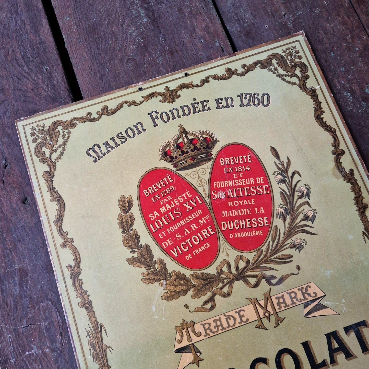 Rare carton publicitaire « Chocolat Lombart »,  Vers 1900