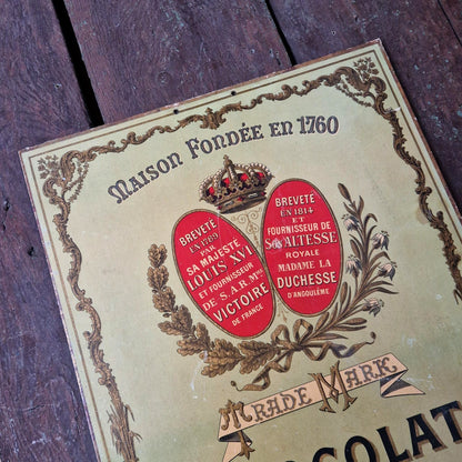 Rare carton publicitaire « Chocolat Lombart »,  Vers 1900